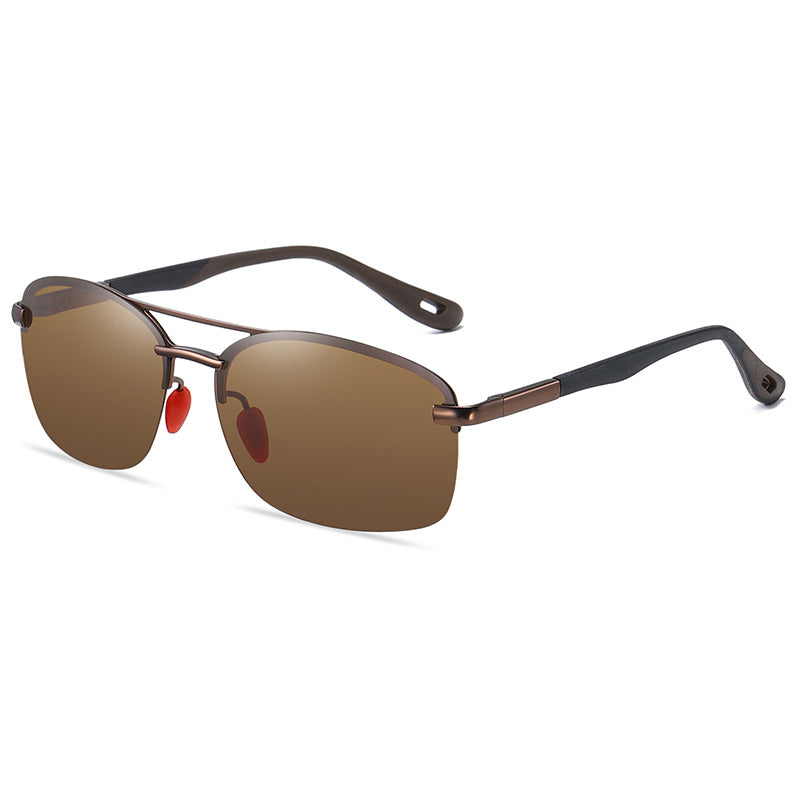 Polarized Men's Semi-Rimless Photochromic Sunglasses