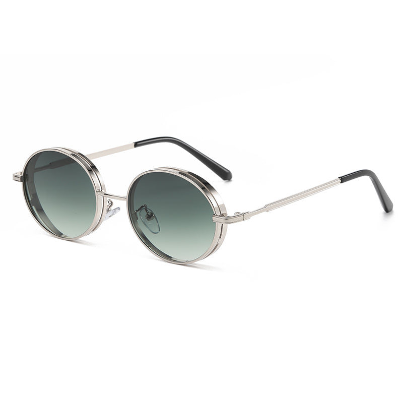 Retro Round Metal Steampunk Style Sunglasses