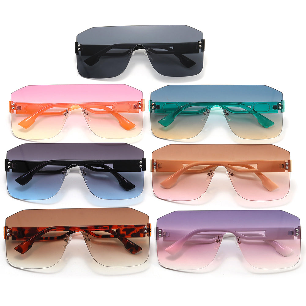 One Piece Tinted Lens UV400 Rimless Sunglasses