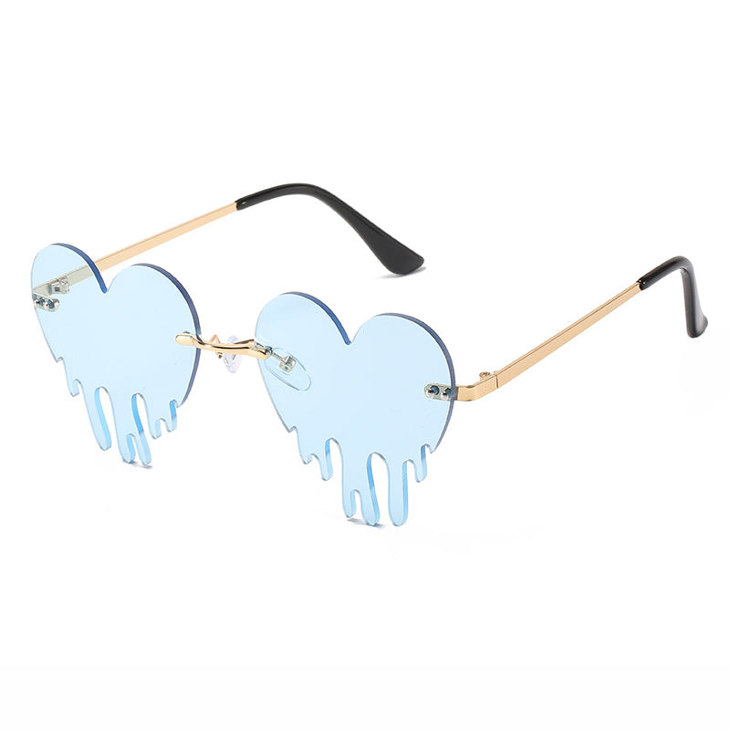 Rimless Heart Drip Novelty Melting Drip Favor Shape Sunglasses