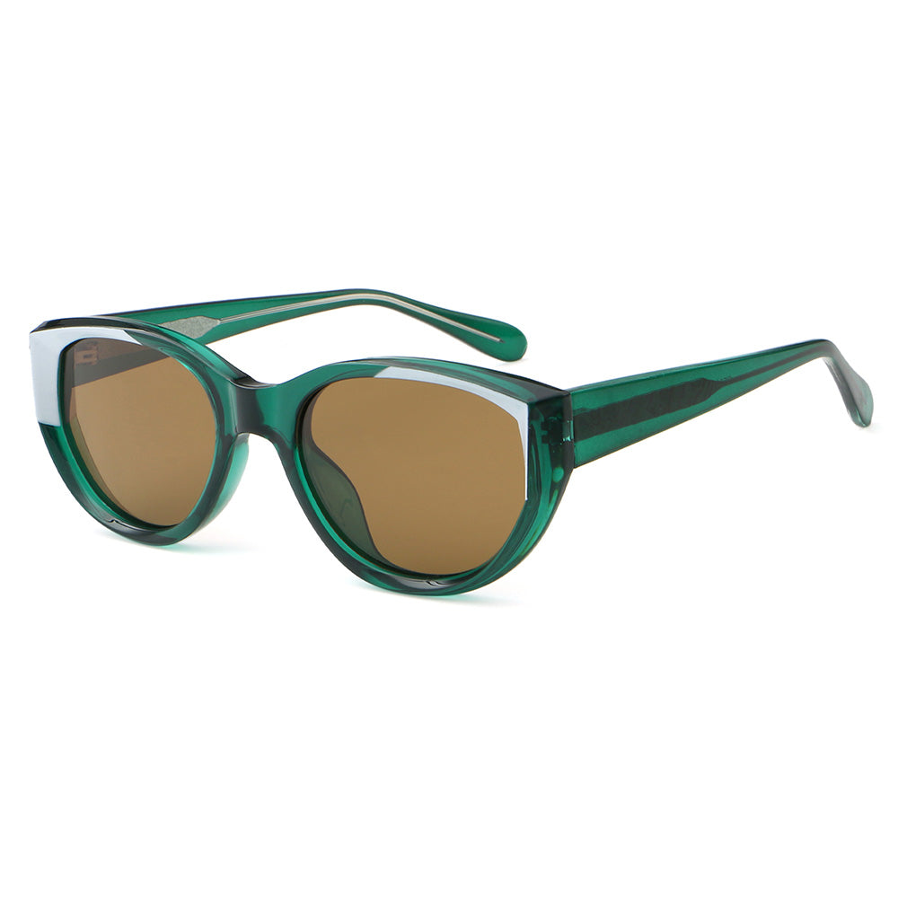 Cat Eye Round Thick Reinforced Wire-Core Temples Sunglasses