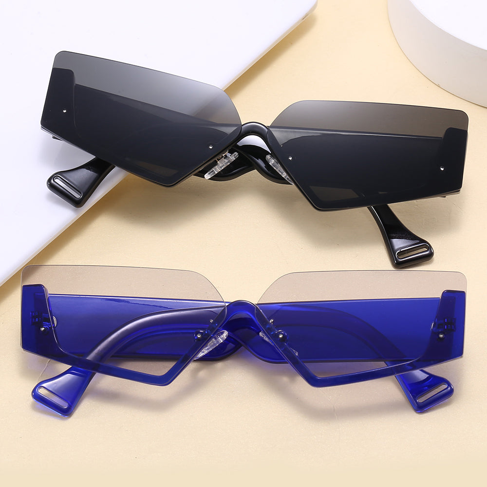 Half Frame Geometric Irregular UV400 Shades Sunglasses