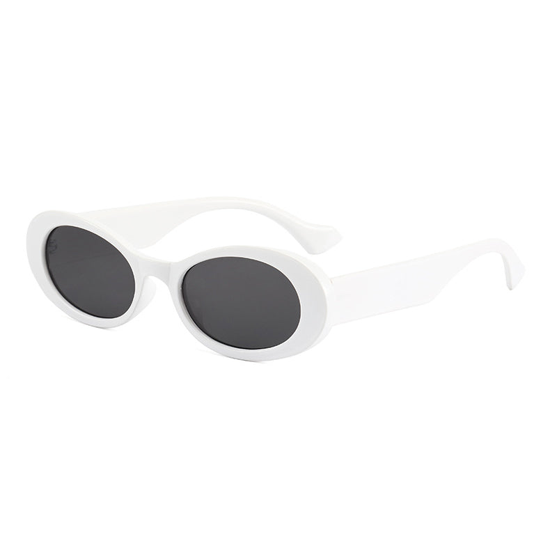 Retro Small Oval Thick Rimmed Sunglasses