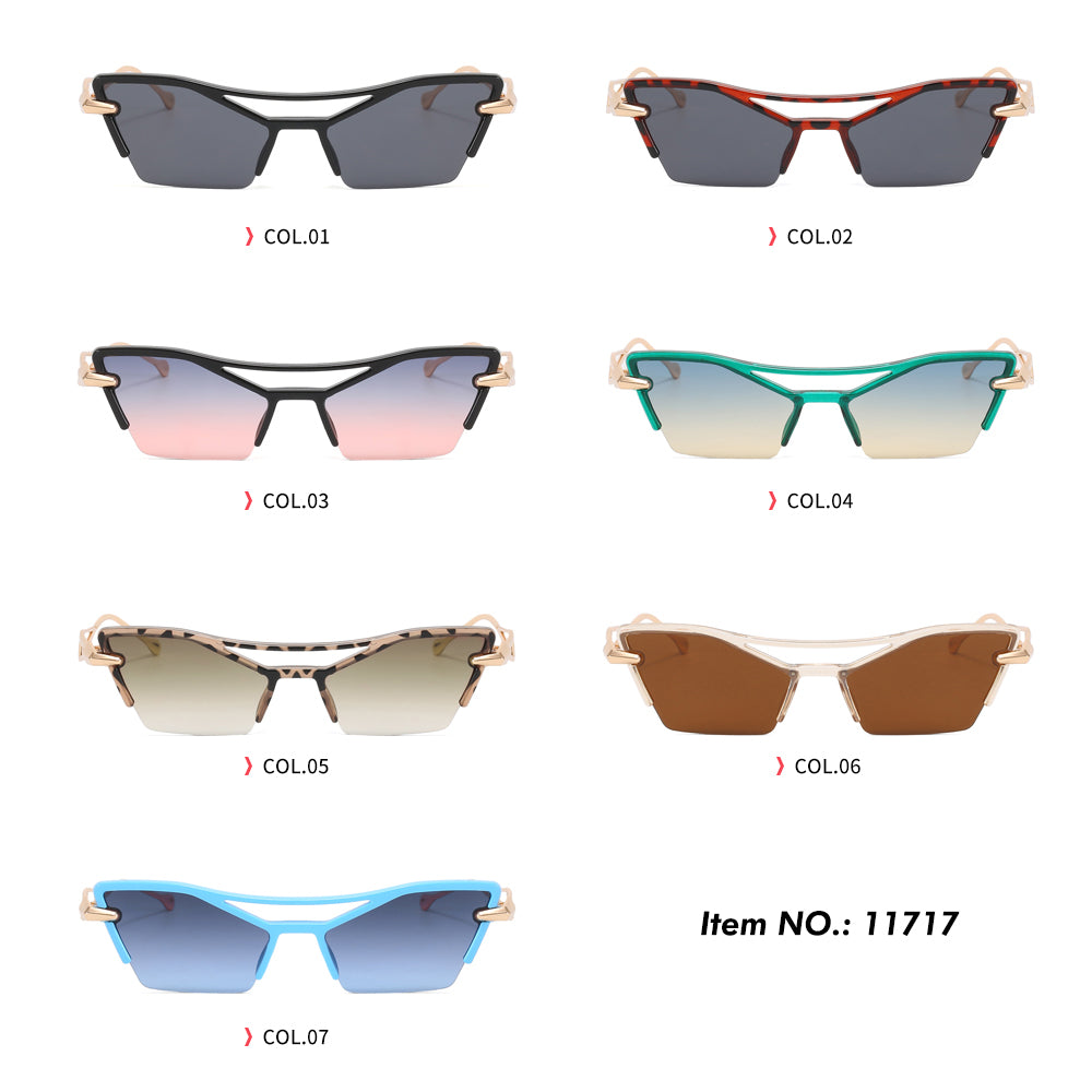 Cat Eye Half Frame Women Shades Sunglasses