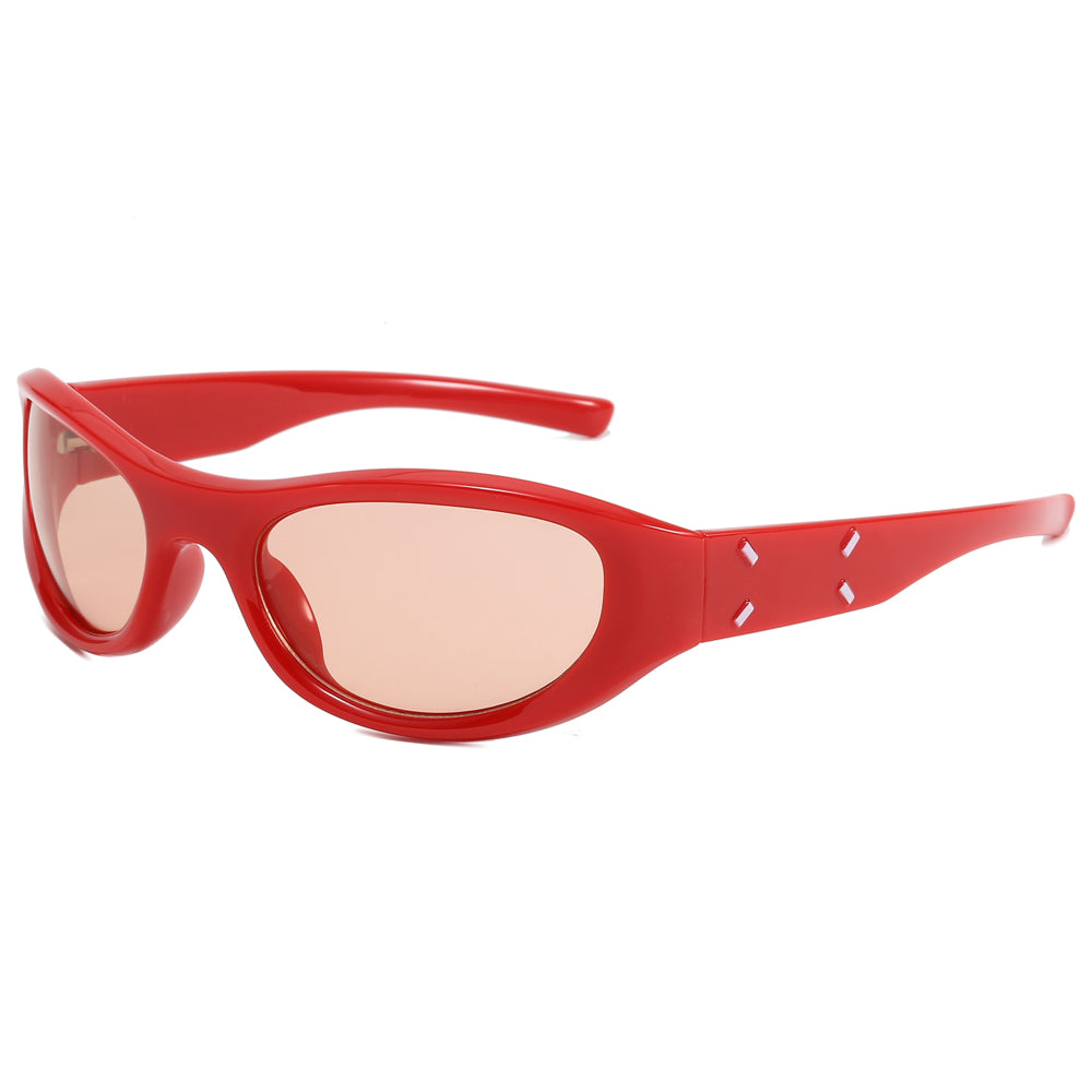 Y2K Wrap Around Rectangle Tinted Slim Sunglasses