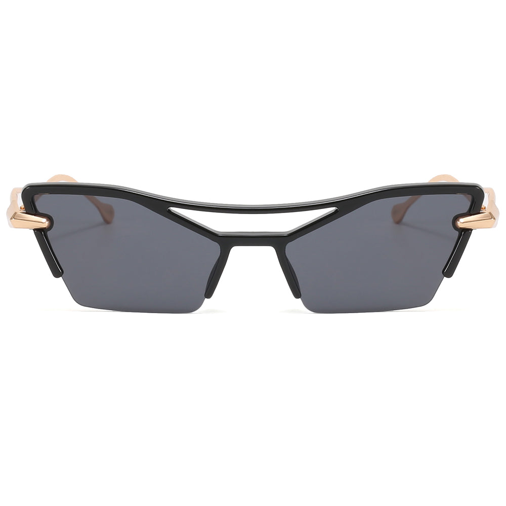 Cat Eye Half Frame Women Shades Sunglasses