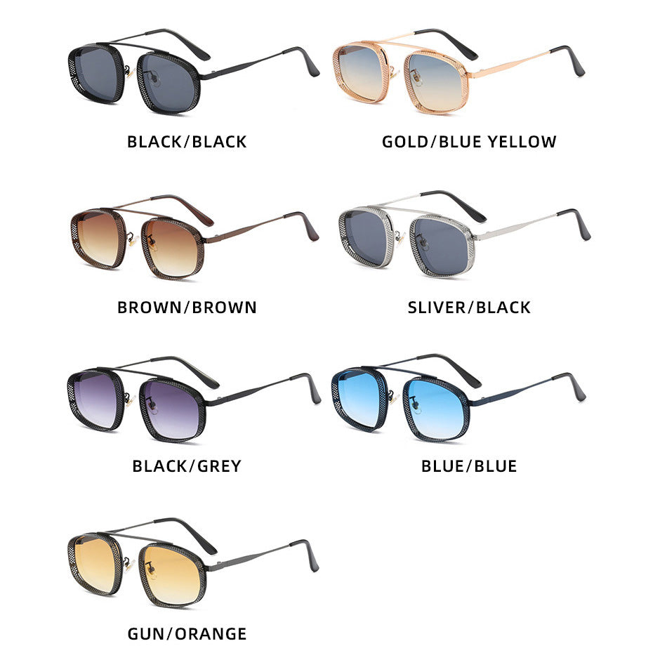 Vintage Metallic Steampunk Oval Sunglasses