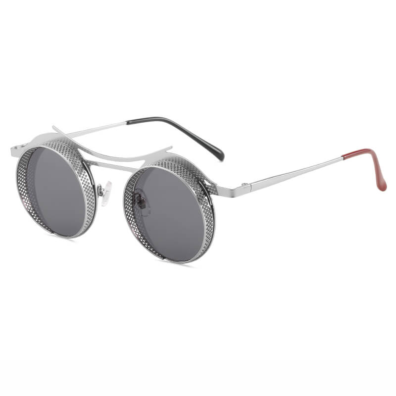 Retro Round Metal Frame Steampunk Sunglasses