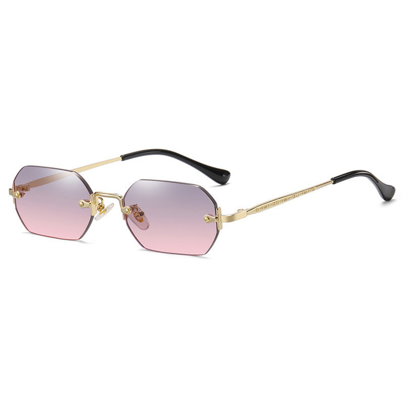 Vintage Rimless Polygon Women Shades Sunglasses