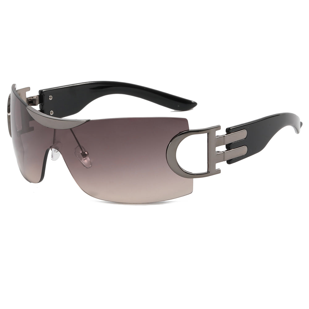 Oversized Rimless One Piece Lens Y2K Sunglasses
