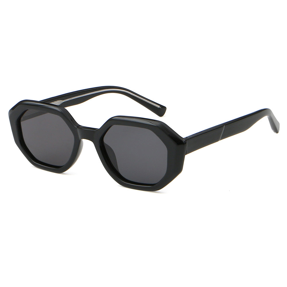 Women Small Polygon Tinted Reinforced Wire-Core Temples Sunglasses