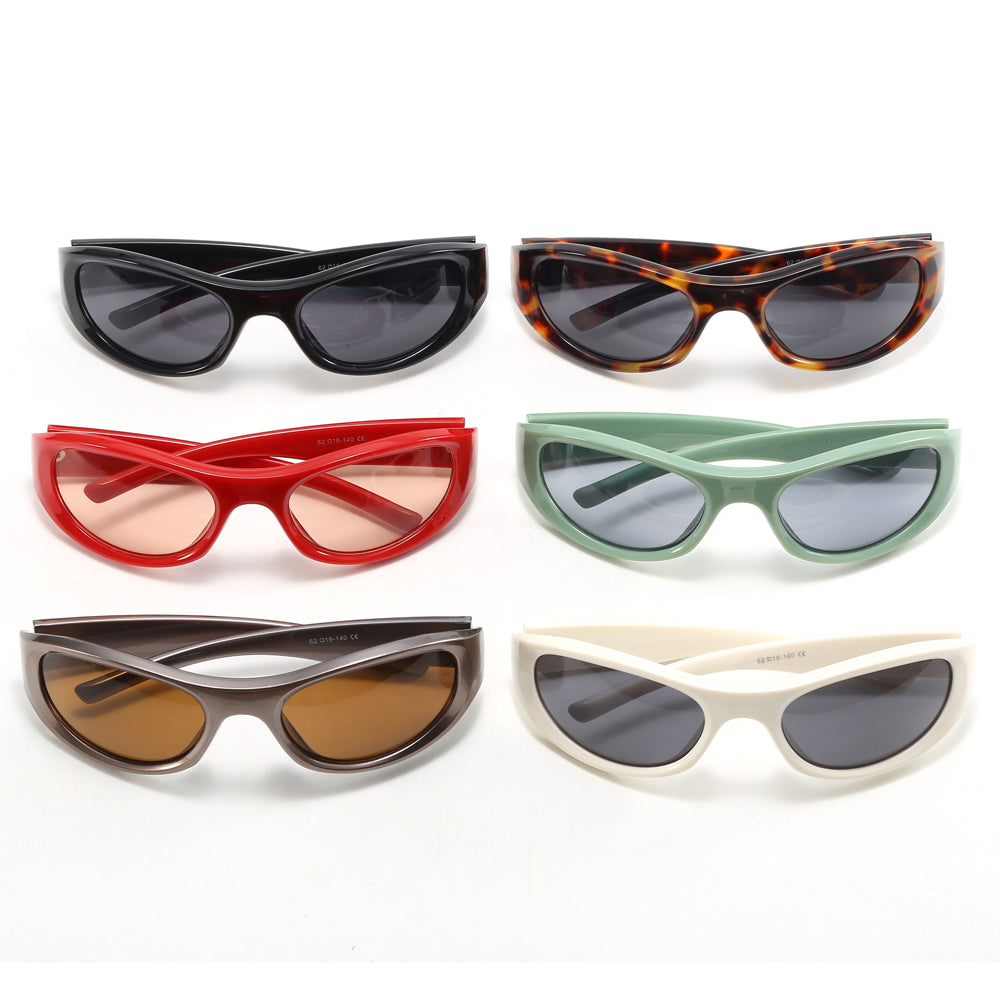 Y2K Wrap Around Rectangle Tinted Slim Sunglasses