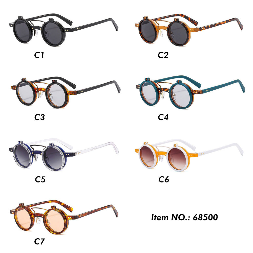 Retro Small Round Flip Up Sunglasses