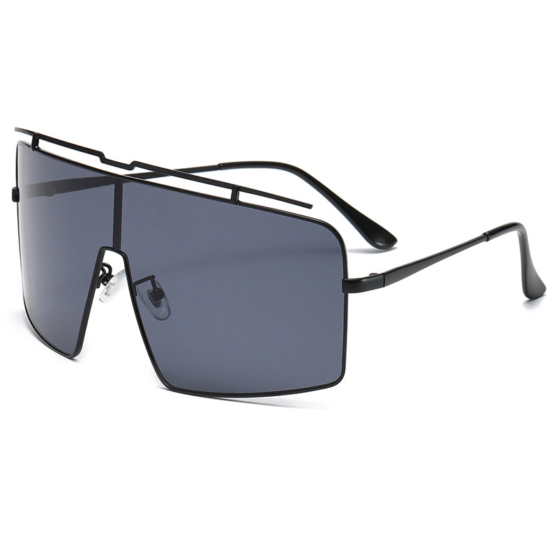 Oversized Metal Flat Top Shades Sunglasses