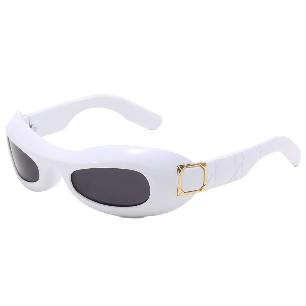Women Chunky Oval Wrap Around Y2K Cat Eye Polarized Sunglasses