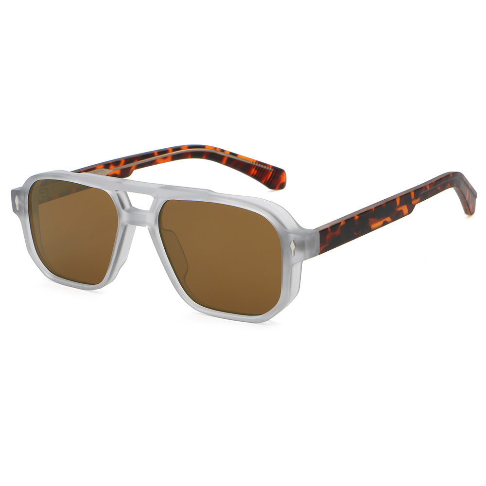 Double Bridge Flat Top Pilot Square Sunglasses