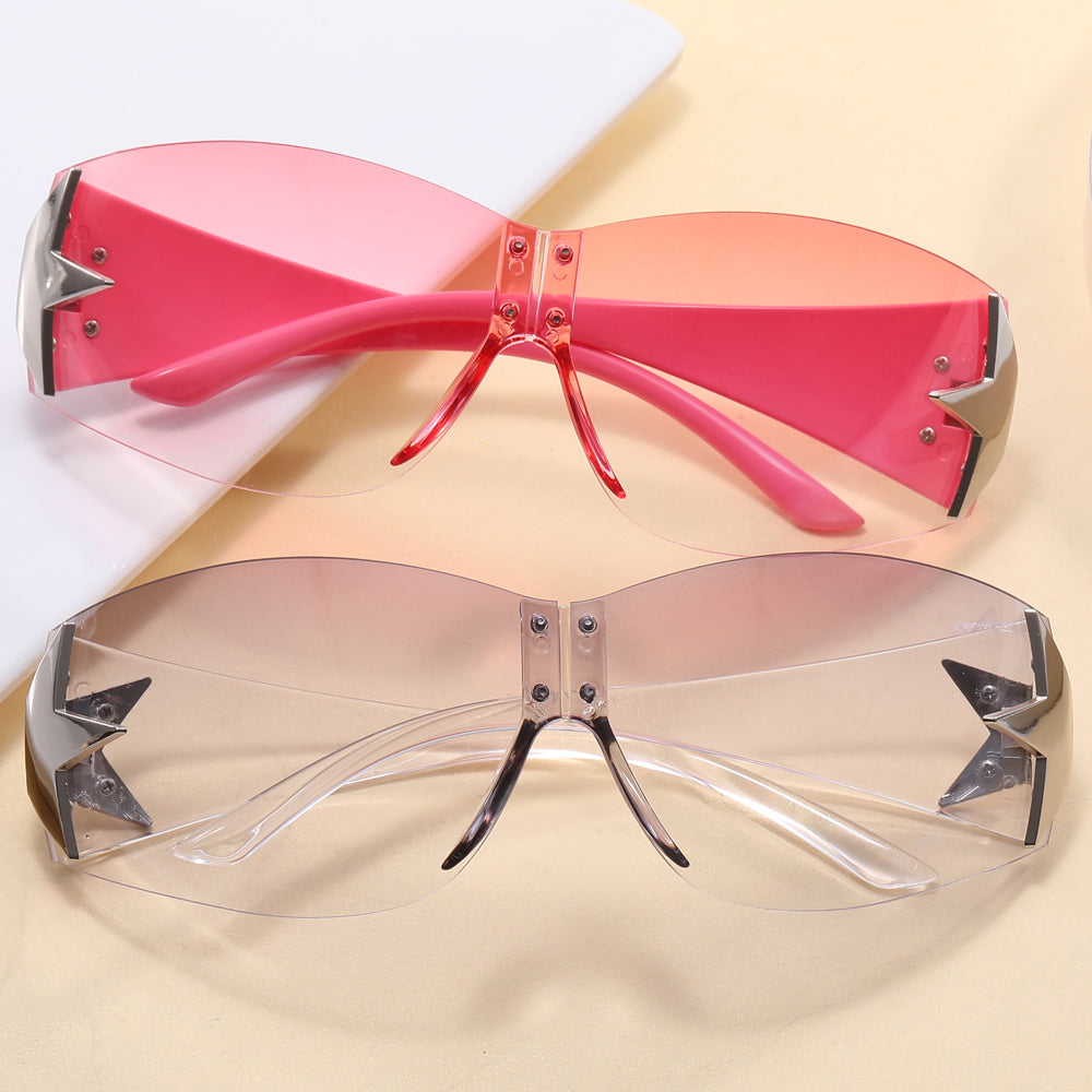 Rimless Shield Y2K Star Sunglasses