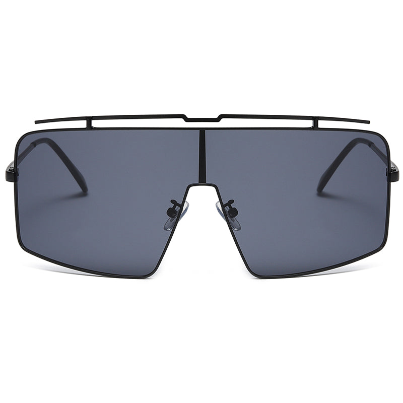 Oversized Metal Flat Top Shades Sunglasses
