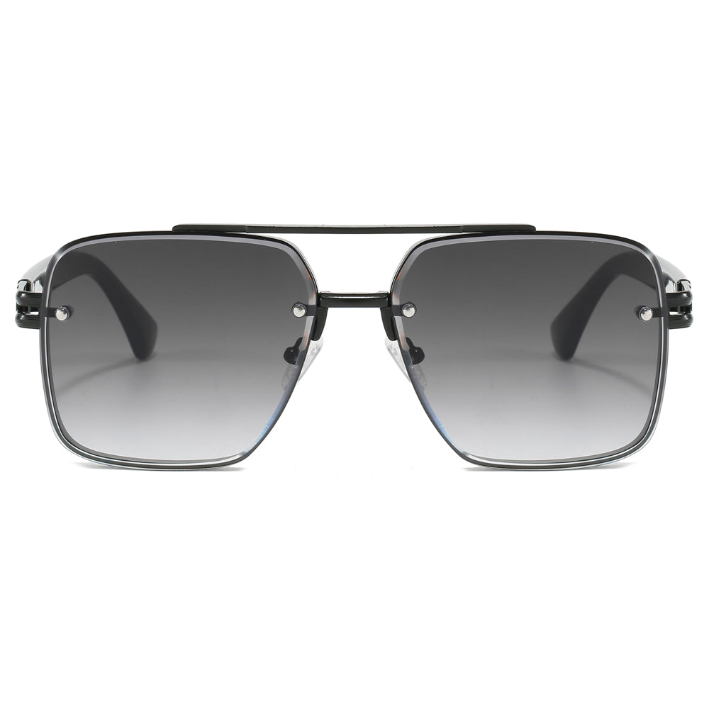 Metal Frame UV400 Gradient Double Bridge Pilot Shades Sunglasses