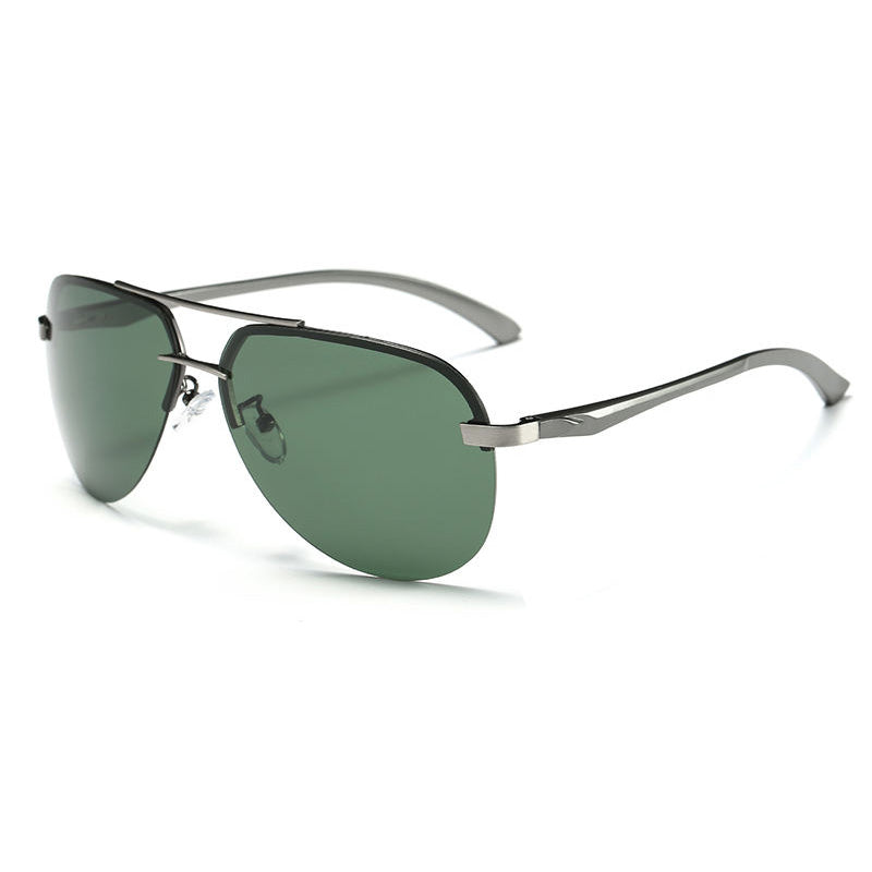 Polarized Rimless Pilot Style Driving Sunglasses