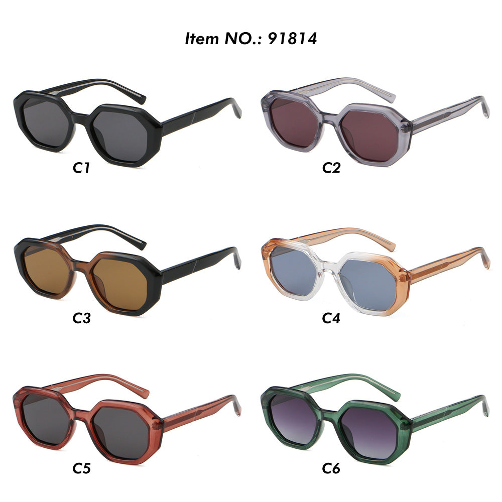 Women Small Polygon Tinted Reinforced Wire-Core Temples Sunglasses