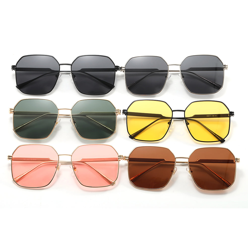 Oversized Shades Metal Frame Polarized Sunglasses