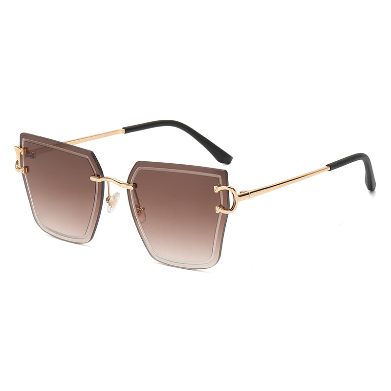 Diamond Cut Women Rimless Square Sunglasses