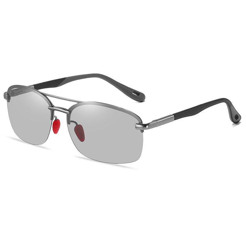 Polarized Men's Semi-Rimless Photochromic Sunglasses