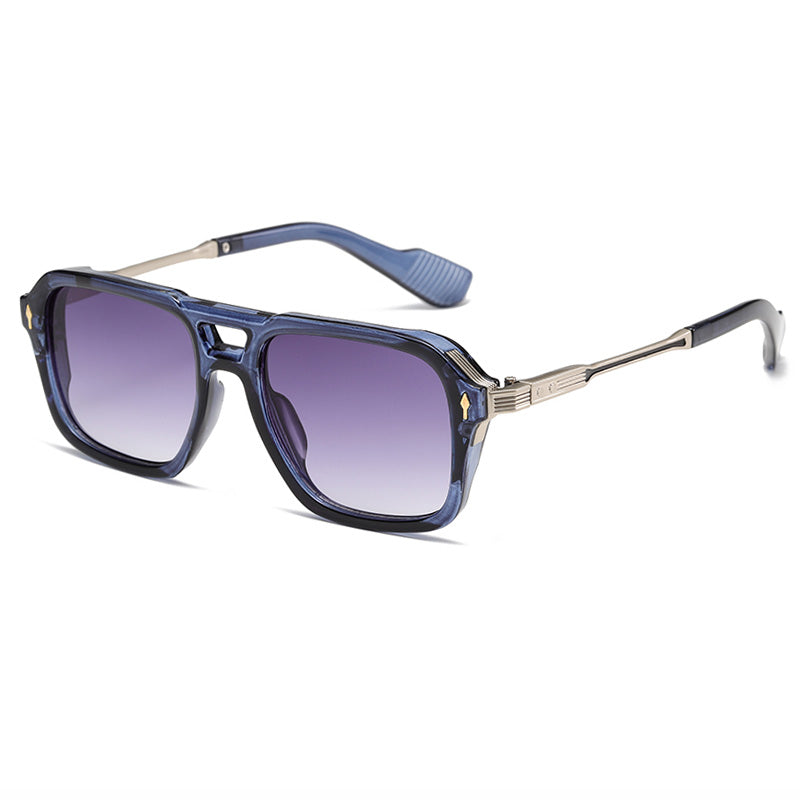 Double Bridge Flat Top Large Square Pilot Gradient Sunglasses