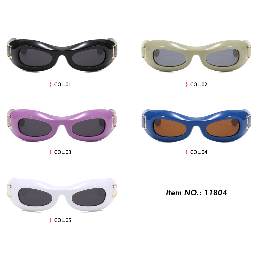 Women Chunky Oval Wrap Around Y2K Cat Eye Polarized Sunglasses