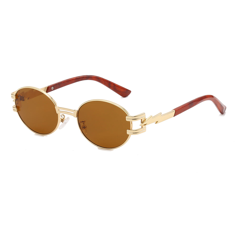 Retro Luxury Metal Steampunk Style Small Oval Sunglasses