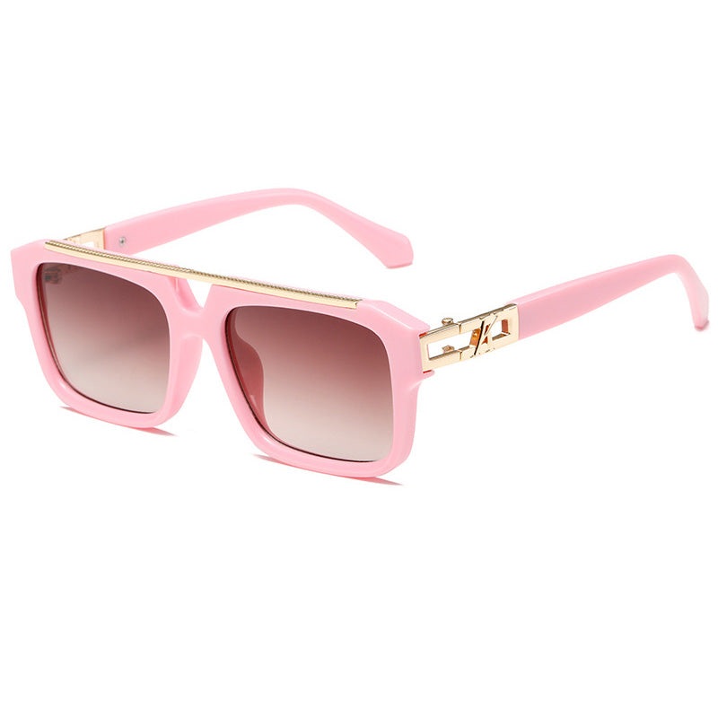 Oversized Luxury Flat Top Double Bridges Square Sunglasses
