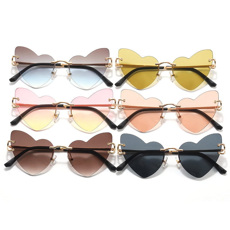 Women Rimless Heart Sunglasses