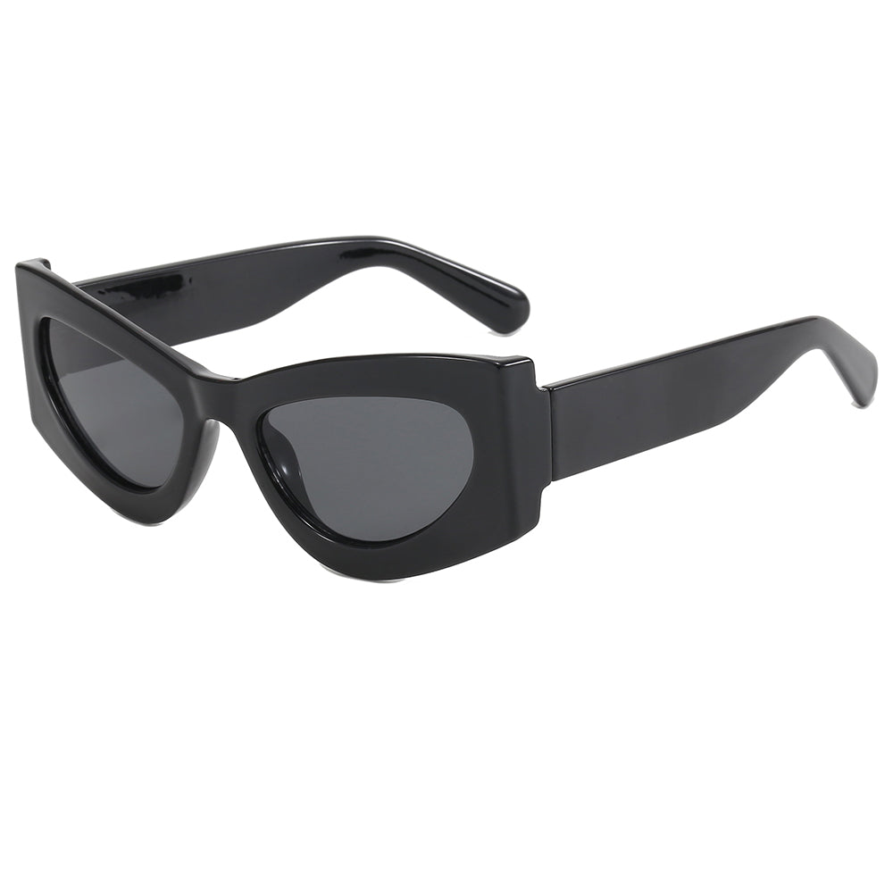 Y2K Cat Eye Women Small Oval Jelly Color Wide Frame Sunglasses