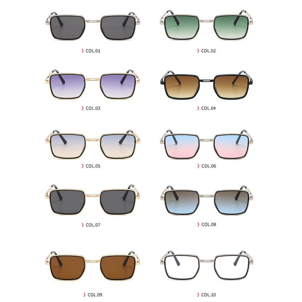 Rectangle Steampunk Metal Frame Sunglasses