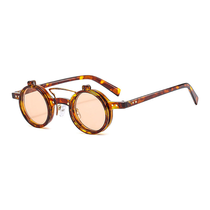 Retro Small Round Flip Up Sunglasses