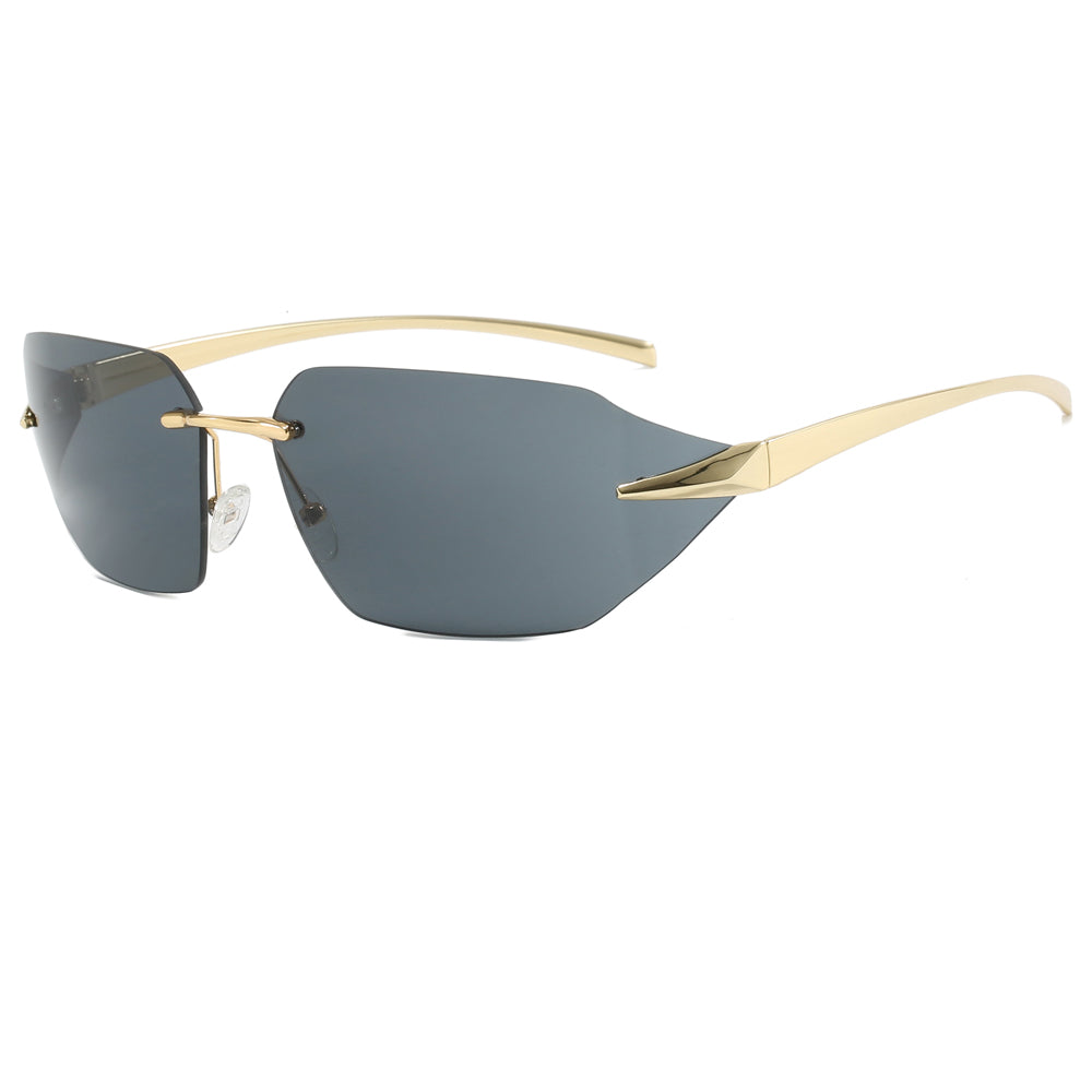Y2K New Trendy Rimless rect-oval shape Sunglasses