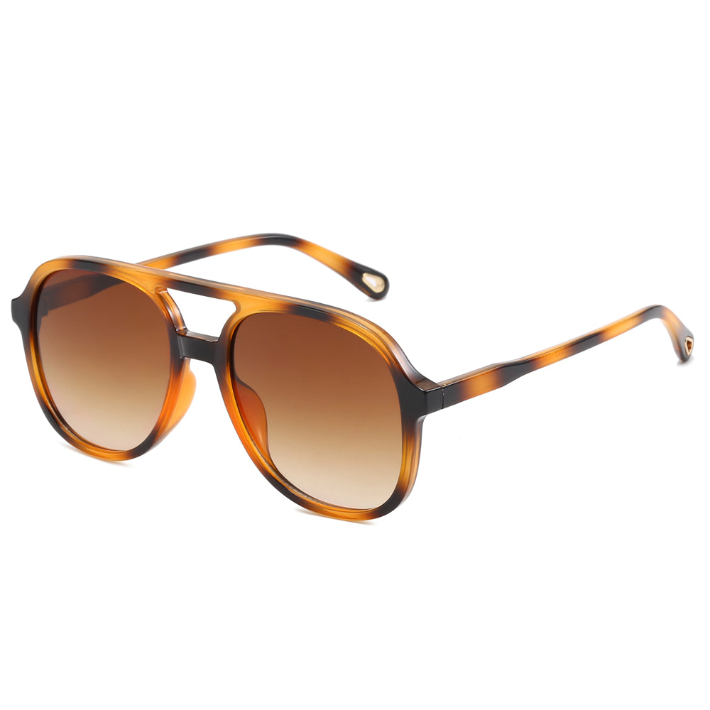 Double Bridge Flat Top Large Square Sunglasses