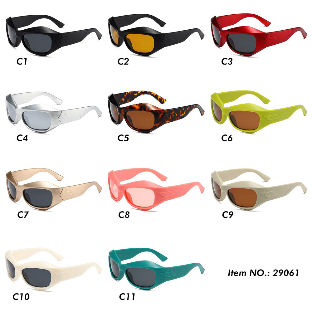 Polarized Oversize Chunky Irregular Wrap Around Fashion Y2K Sunglasses