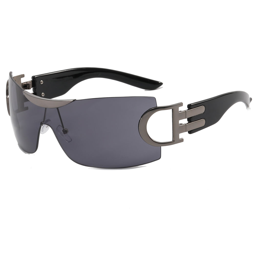 Oversized Rimless One Piece Lens Y2K Sunglasses
