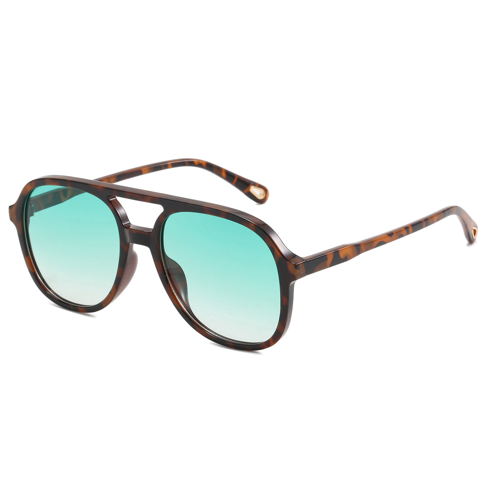 Double Bridge Flat Top Large Square Sunglasses