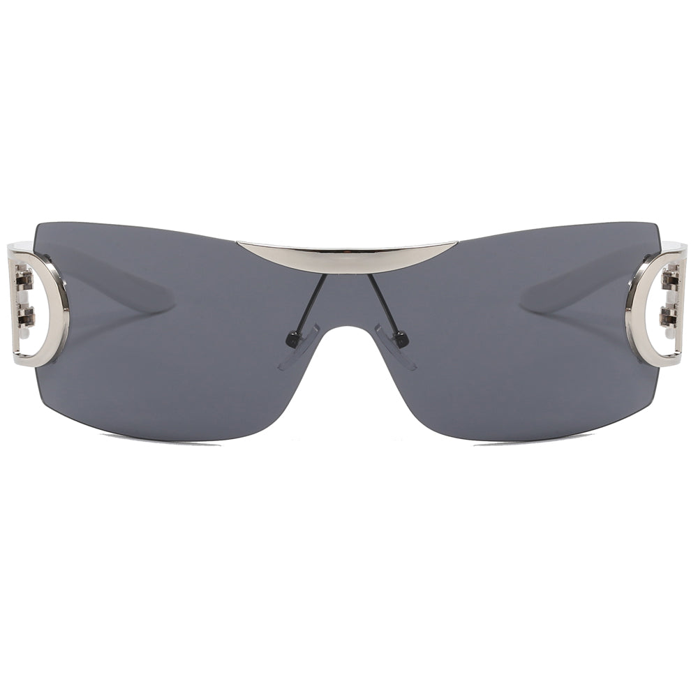 Oversized Rimless One Piece Lens Y2K Sunglasses