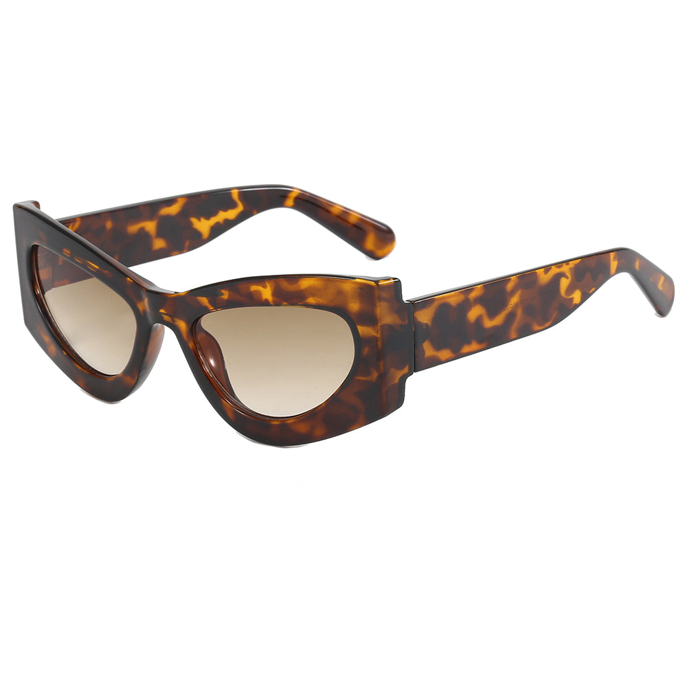 Y2K Cat Eye Women Small Oval Jelly Color Wide Frame Sunglasses
