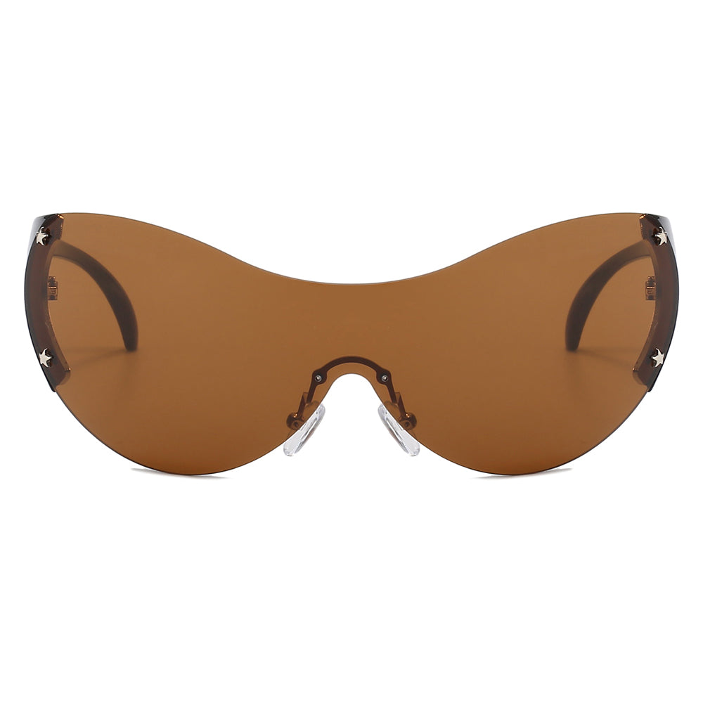 Oversized One-Piece Lens Rimless Y2K Sunglasses
