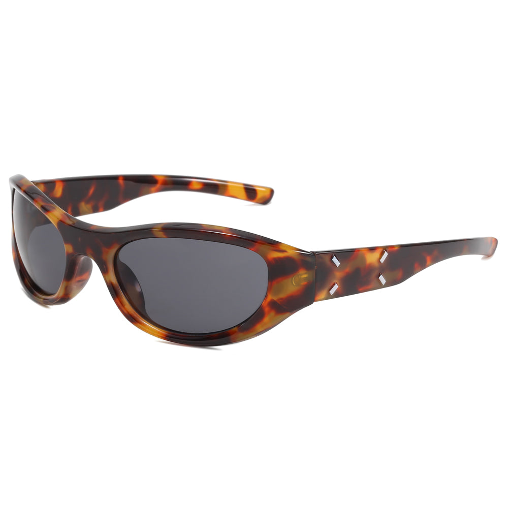 Y2K Wrap Around Rectangle Tinted Slim Sunglasses
