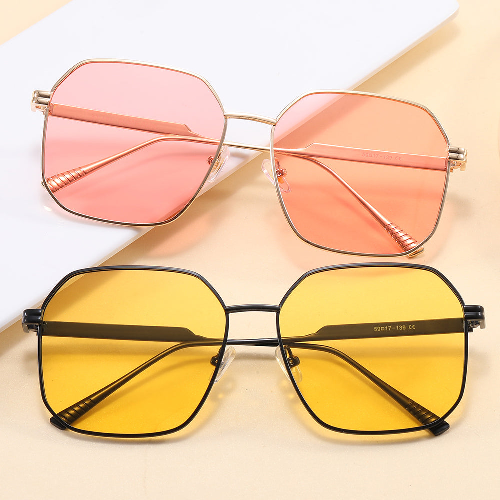 Oversized Shades Metal Frame Polarized Sunglasses