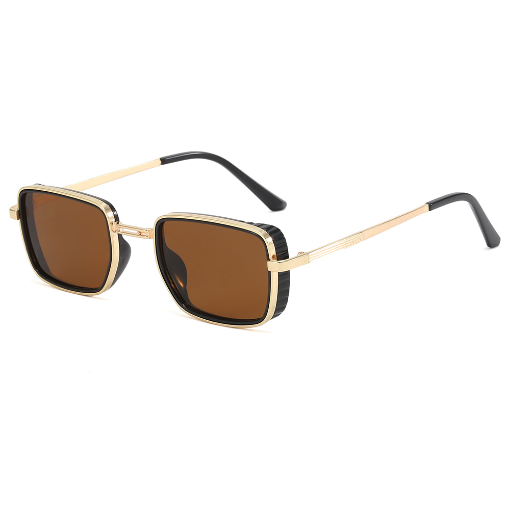 Rectangle Steampunk Metal Frame Sunglasses