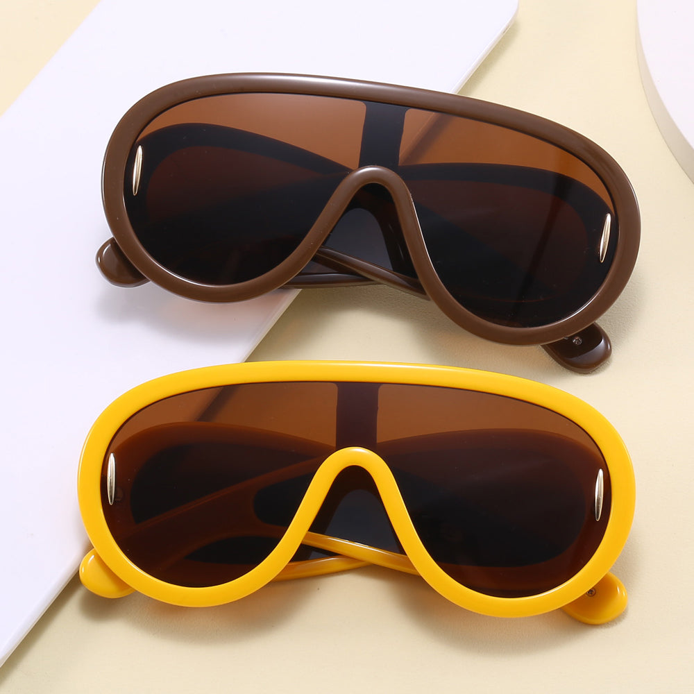 Y2K One Piece Lens Flat Top Oversize Shield Shades Sunglasses