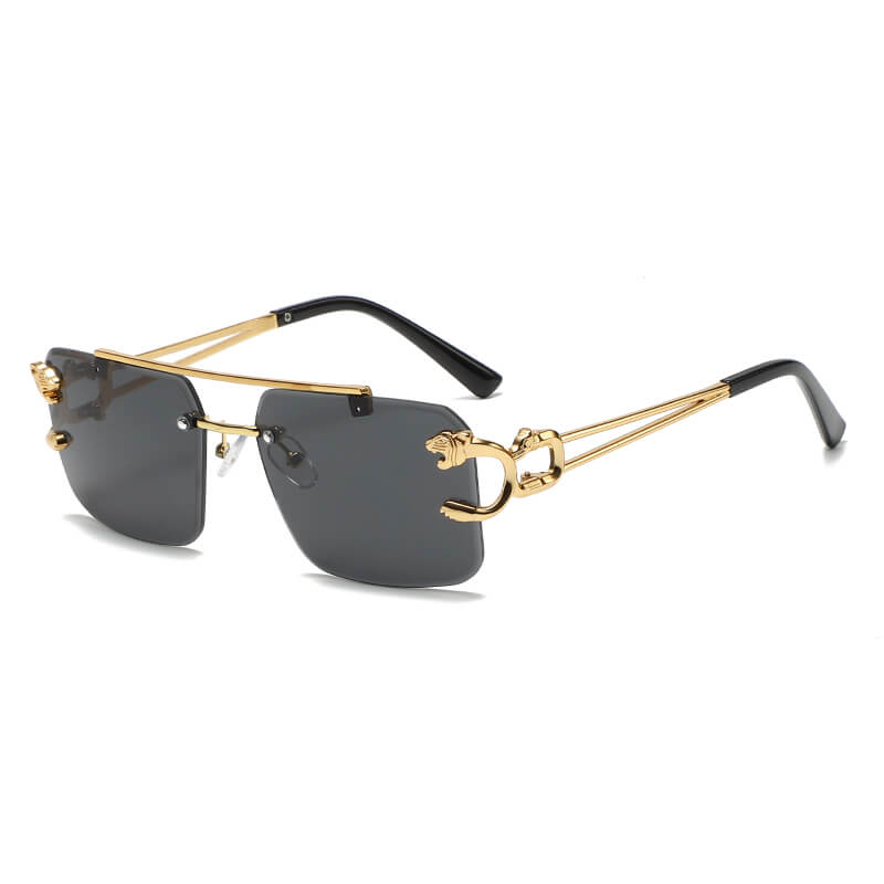 Stylish Panther Embellished Rimless Sunglasses