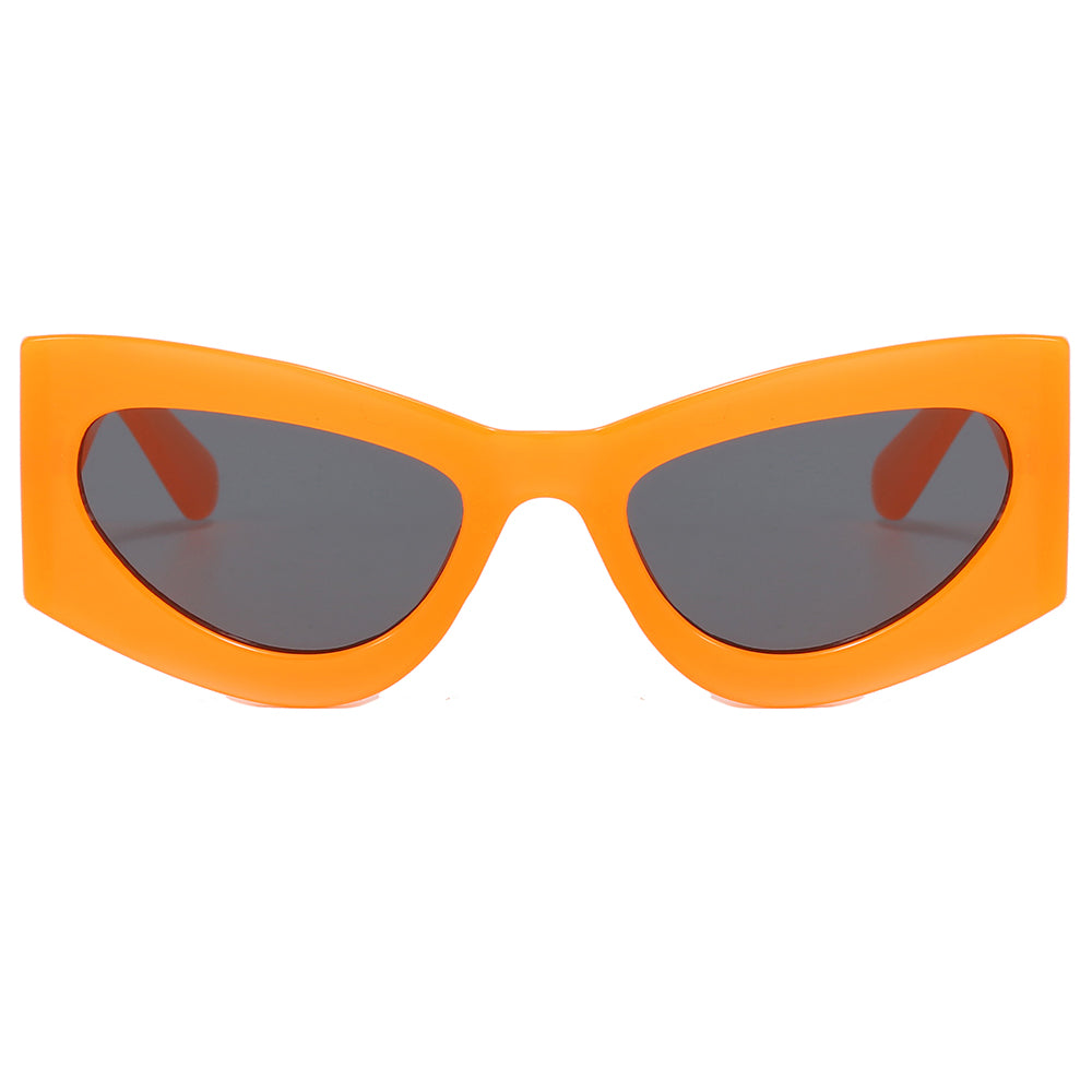Y2K Cat Eye Women Small Oval Jelly Color Wide Frame Sunglasses